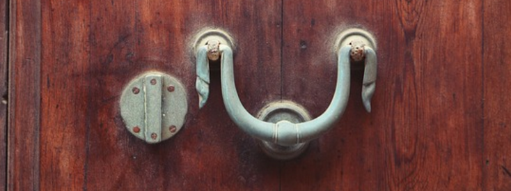 a door having a knock knob